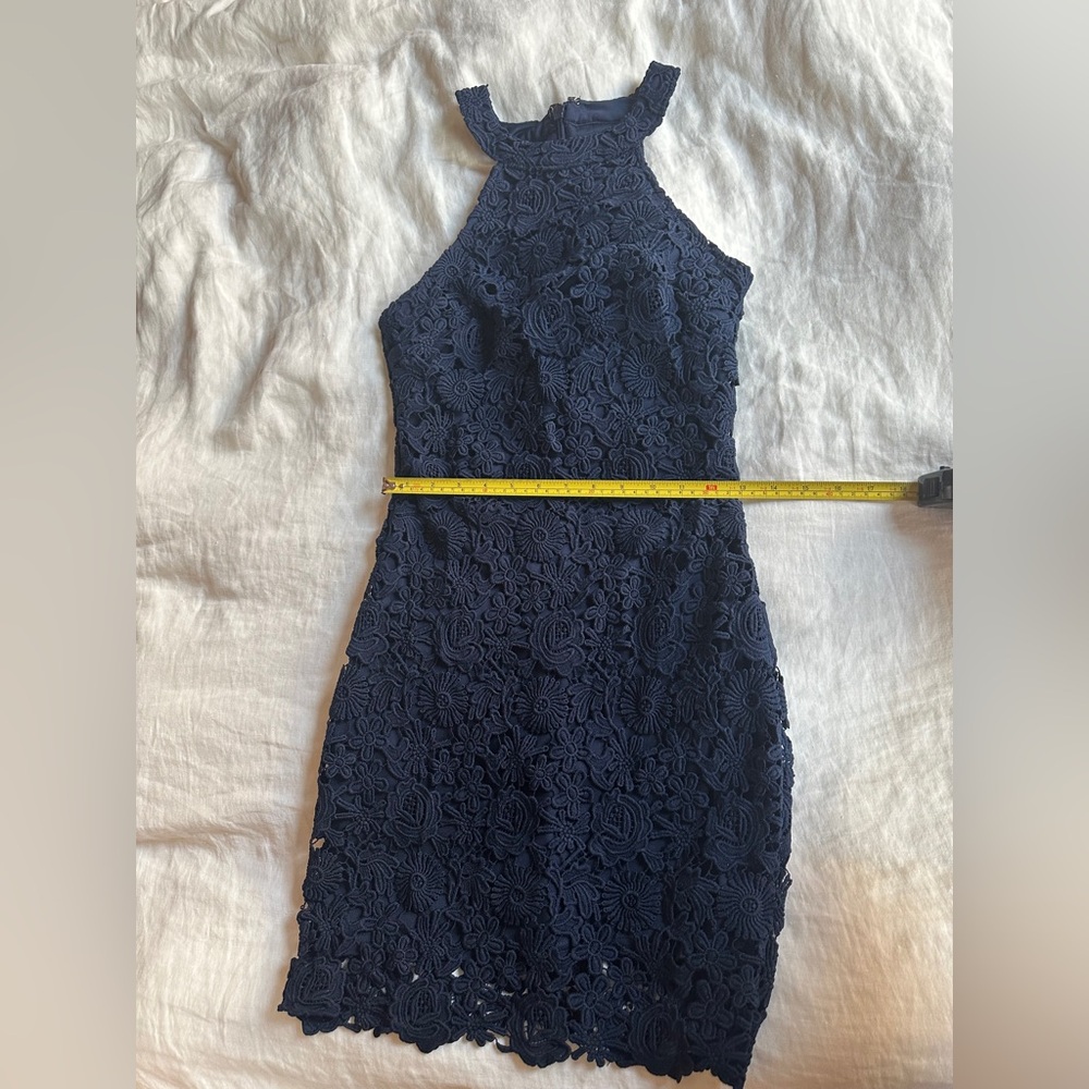 Lulu’s Love Poem Navy Blue Lace Mini Dress in Navy Valentine’s Day Dress - Picture 6 of 10